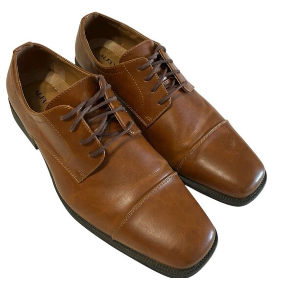 Alfani Adam Men's 12 M  Brown Lace Up Formal Oxford Dress shoes Cap Toe - Picture 4 of 11